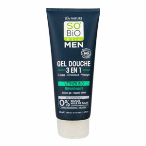 SO’Bio étic Gel sprchový MEN 3v1 osvěžující vetiver Bio 200 ml