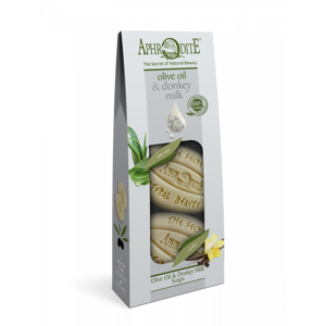 Aphrodite Sada mýdel olivový olej & oslí mléko Aloe Vera & Vanilka 170 g