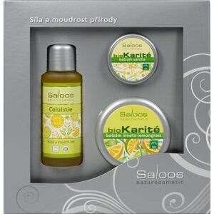 Saloos Citrus pro každodenní péči bio tělový a masážní olej Celulinie 50 ml + bio Karité balzám Limeta lemongrass 50 ml + bio Karité balzám Vanilla 19 ml dárková sada